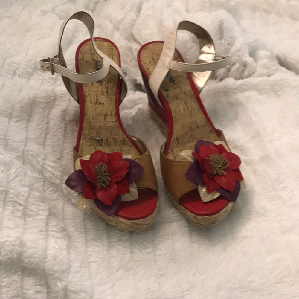 Floral embellished heeled sandals